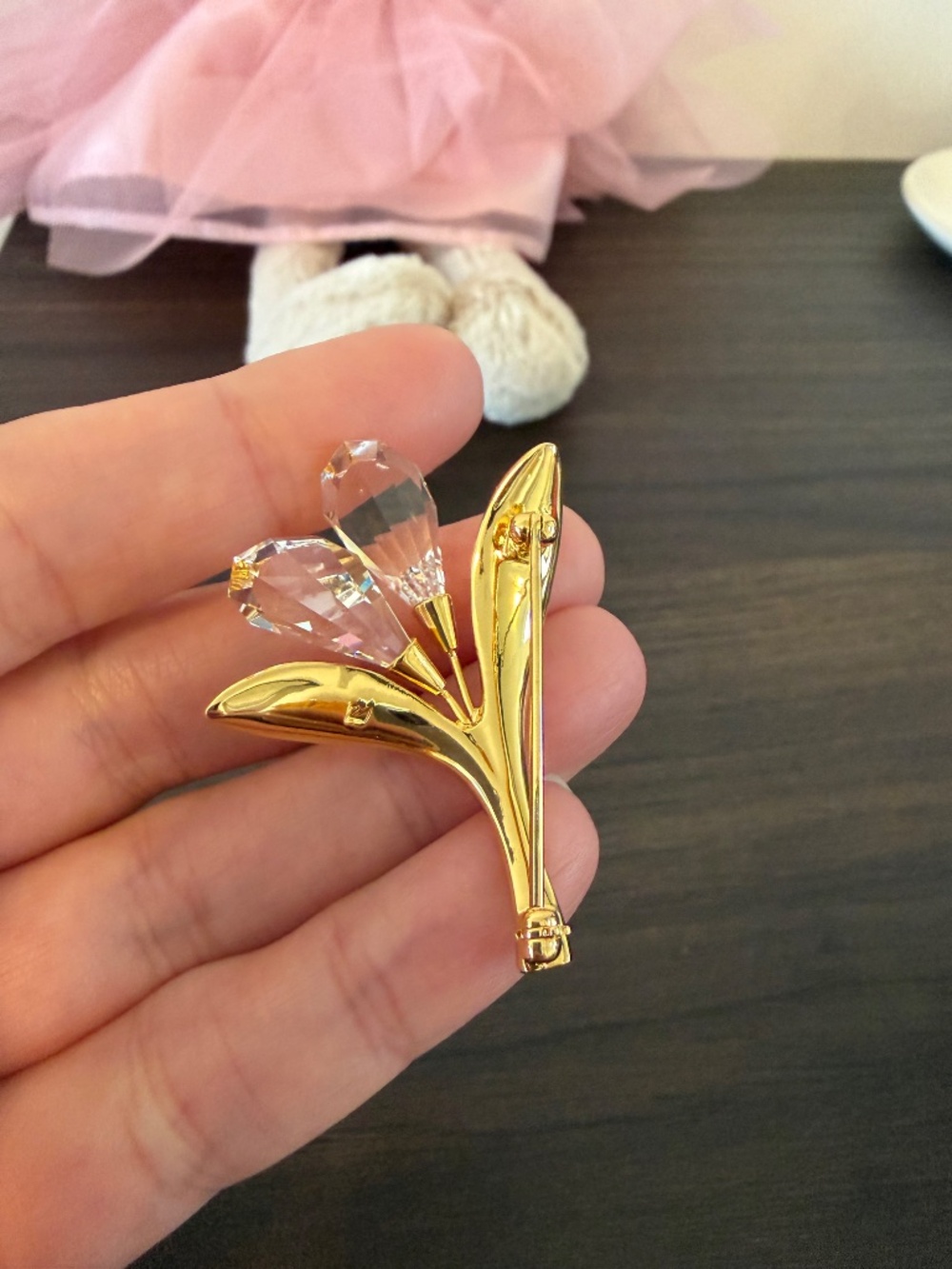 Vintage Swarovski Crystal Memories Calla Lily Brooch Gold NWT - Picture 5 of 6